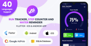 Run Tracker, Step Counter and Water Reminder – Flutter Android & iOS App (20 Languages) 1.7