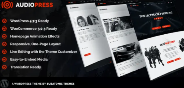 Audiopress – A WordPress Theme for Music Festivals and Bands