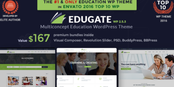 EduGate v2.5.4 Multiconcept Education WordPress Theme