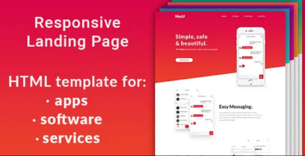 HeyU – responsive HTML5 landing page template for app, software, service