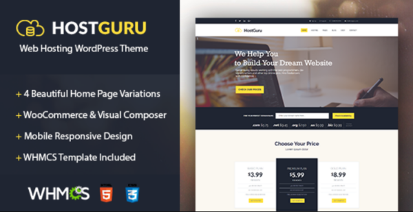 HostGuru – Responsive Hosting WordPress Theme + WHMCS