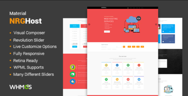 Material Hosting WordPress Theme + WHMCS