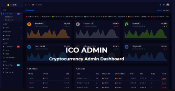 ICO Admin – Cryptocurrency Dashboard UI Kit with Bootstrap Landing Page