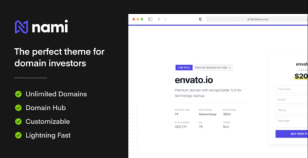 Nami – Complete Domain Sale Theme for WordPress