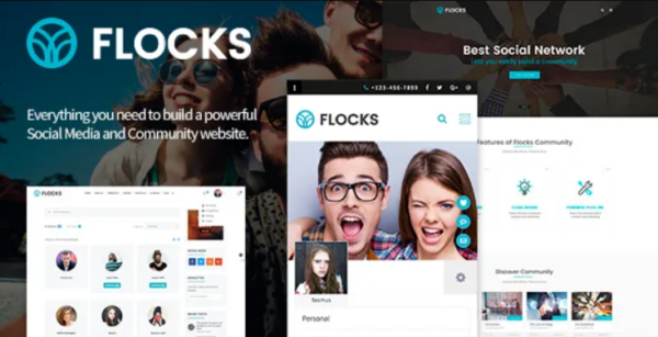 Flocks v1.1.2 Business, Social Networking, and Community WordPress Theme