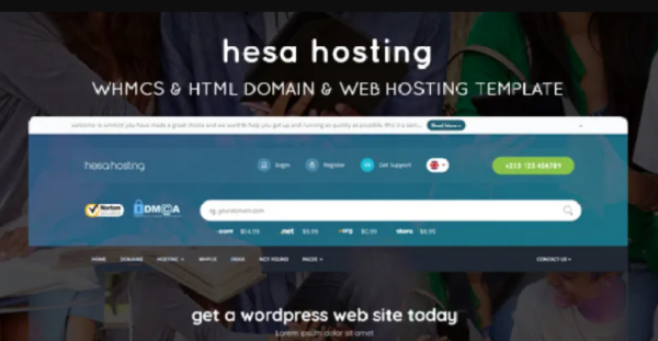 HESA HOSTING – WHMCS & HTML Domain & Web Hosting Template