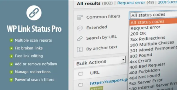 WP Link Status Pro – Fix Broken Links & Manage Redirections