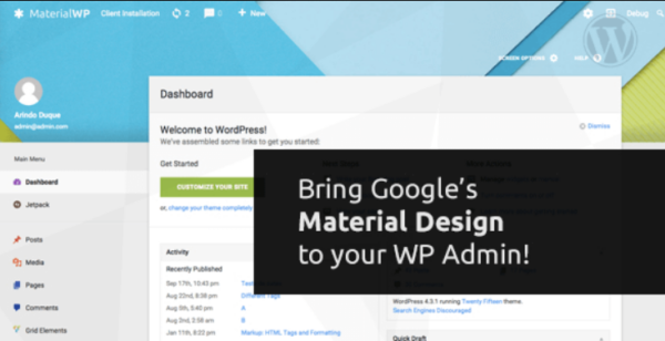 Material WP 1.0.6 Material Design Dashboard Theme