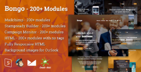 Bongo – Responsive Email with Mailchimp Editor, StampReady Builder