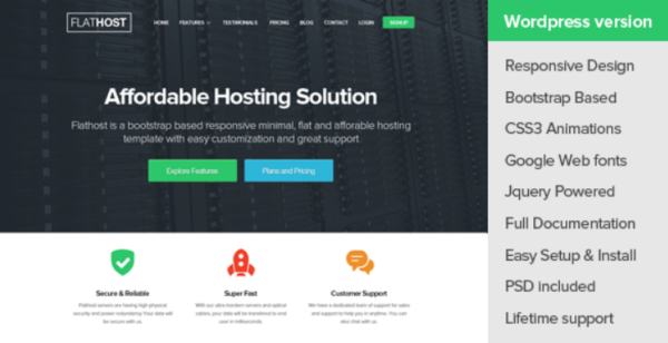 FlatHost v2.2 WordPress Hosting Theme + WHMCS