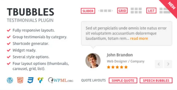 TBUBBLES – Testimonials WordPress Plugin