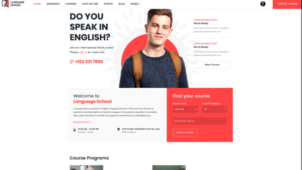 Language School Coaching Institute WordPress Theme with LMS Integration 1.0.5 – Themeum