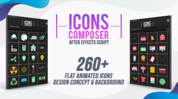 Icons Composer Script / Flat animated icons / Design concepts and backgrounds