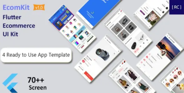 Flutter Ecommerce UI Kit – 4 Apps – 3 Ecommerce App UI – 1 Delivery Boy App UI | EcomKit