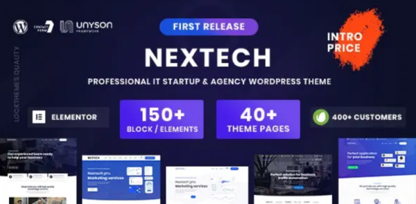 Nextech – Technology Startup & SaaS WordPress theme