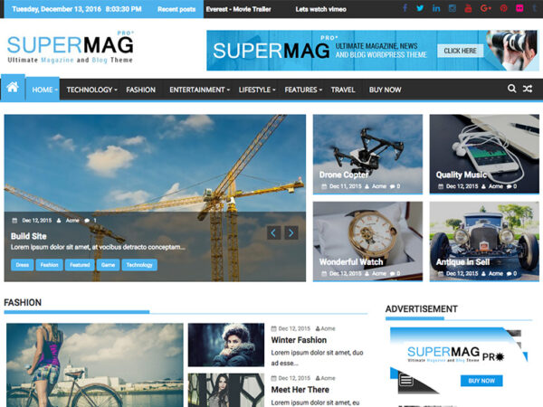 SuperMagPro: Premium, Ultimate Magazine, News and Blog WordPress Themes