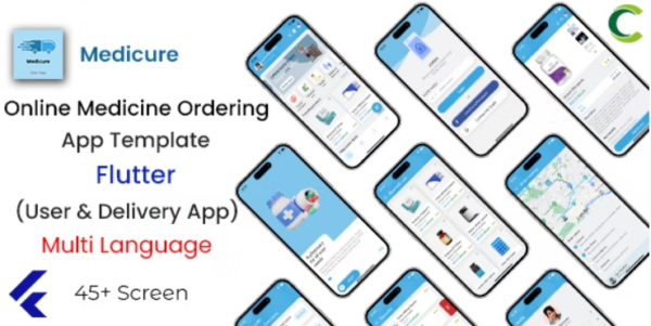 Online Medicine Ordering App Template in Flutter | 2 Apps | User App + Delivery App | Medicure