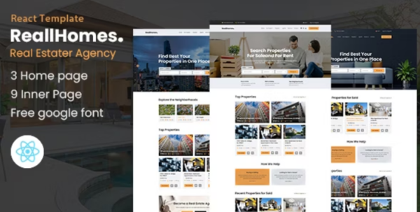 ReallHomes - Real Estate & Property Agency ReactJs Template 20 February 2023