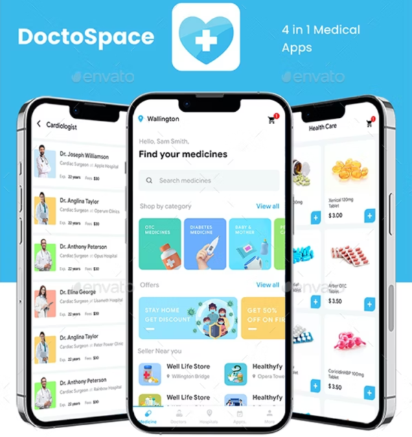 8 App Template| Doctor Appointment Booking App| Nearby Doctor App| Medicine Delivery App| DoctoSpace