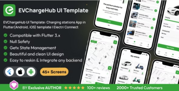 EVChargeHub UI Template: Charging stations App in Flutter(Android, iOS) template | Electri Connect