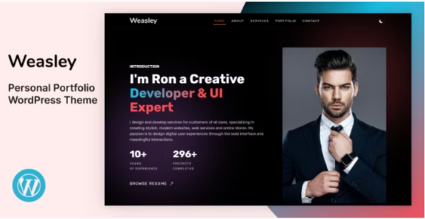 Weasley – Personal Portfolio WordPress Theme