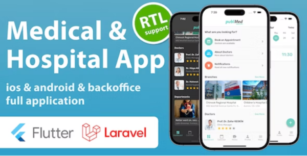 Flutter PublMed Hospital & Medical Mobile App with Admin Panel | Flutter & Laravel 9