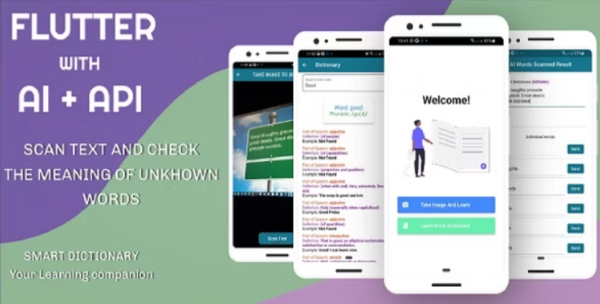 SMART Dictionary (Flutter With AI And API): Convert Image-to-Text, Text-to-Word and Retrieve Meaning