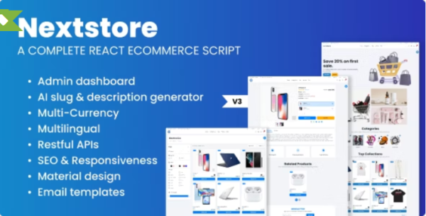 Nextstore - A Complete React Ecommerce Script 10 August 2023