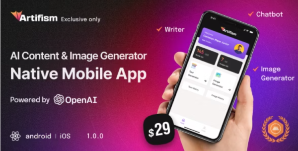 Artifism - OpenAI | ChatGPT Content & Image Generator Mobile App 1.5.0