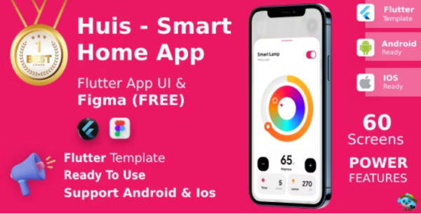 Smart Home App | UI Kit | Flutter | Figma FREE | HUIS 1.3