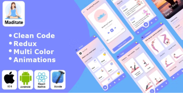 Meditate - Yoga and Meditation App React Native iOS/Android App Template 16 June 2023