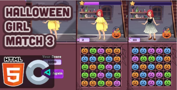 Halloween Girl Match 3 – HTML5 Game – C3P