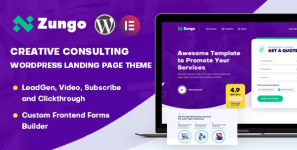 Zungo - Creative Consulting Business WordPress Landing Page Theme 1.0.4