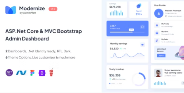 Modernize - ASP.Net Core & MVC Bootstrap Admin Dashboard Template