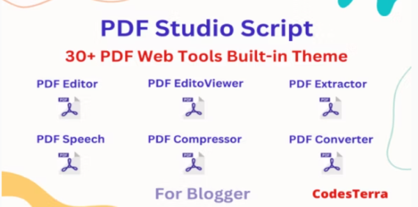 PDF Studio 30 Built-in PDF Tools Blogger Script With Template