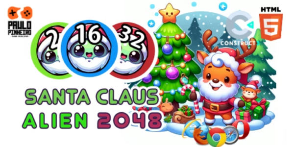 Santa Claus Alien 2048 HTML5 Game - (With Construct 3 Source-code .c3p)