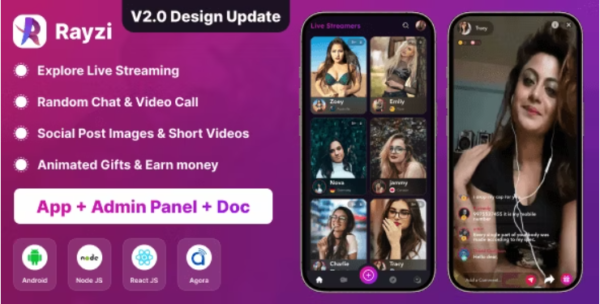 Rayzi : Live streaming, PK Battel, Multi Live, Voice Chat Room, Beauty Filter with Admin Panel 3 March 2024