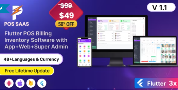 POS SAAS – Flutter POS Billing Inventory Software with HRM App+Web+Super Admin 4.8