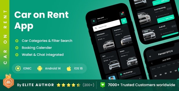 2 App Template | Car Rental Booking App | Self Driving Rental Car | Car a Rent App | Car on Rent